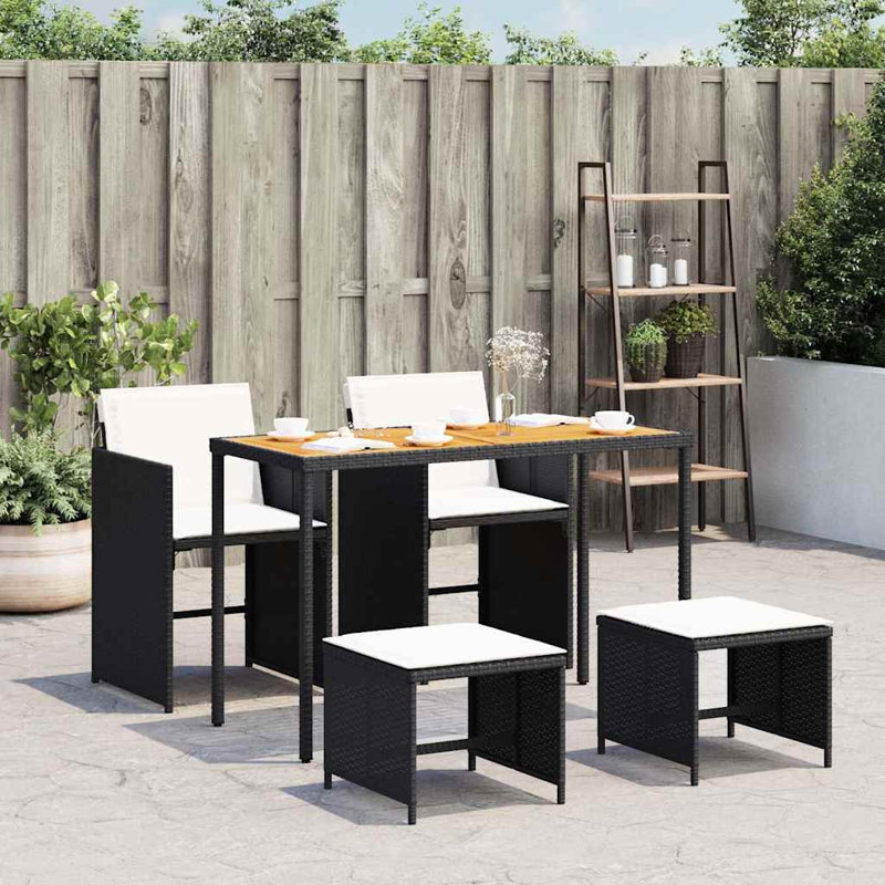Patio Dining Set with, Cream White Cushion/Black Frame