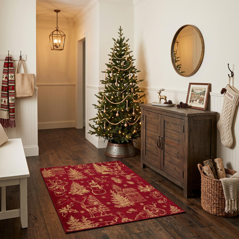 Washable Area Rug, Red gold, 60*100cm