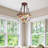 3 Light Dimmable Tiffany Style Dragonfly Semi-Flush Mount Ceiling Light Fixture, Pastoral Lotus Flower Stained Glass Chandelier
