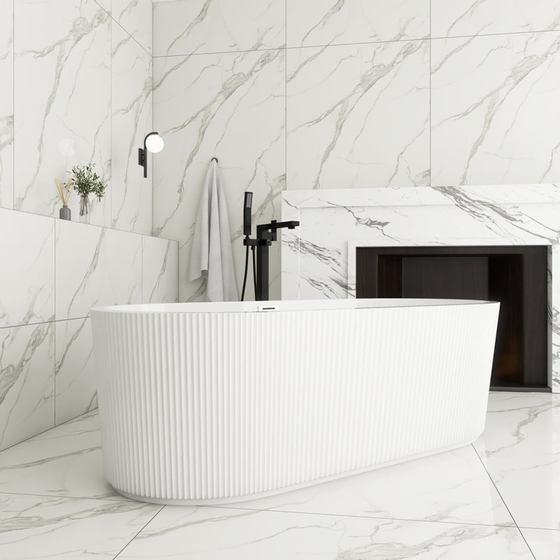 67'' X 31'' Acrylic Freestanding Soaking Bathtub In Glossy White