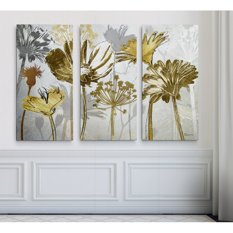 Summers Field - Ensemble de 3 reproductions d'images sur toiles, H 24 po x l 36 po x P 1,5 po
