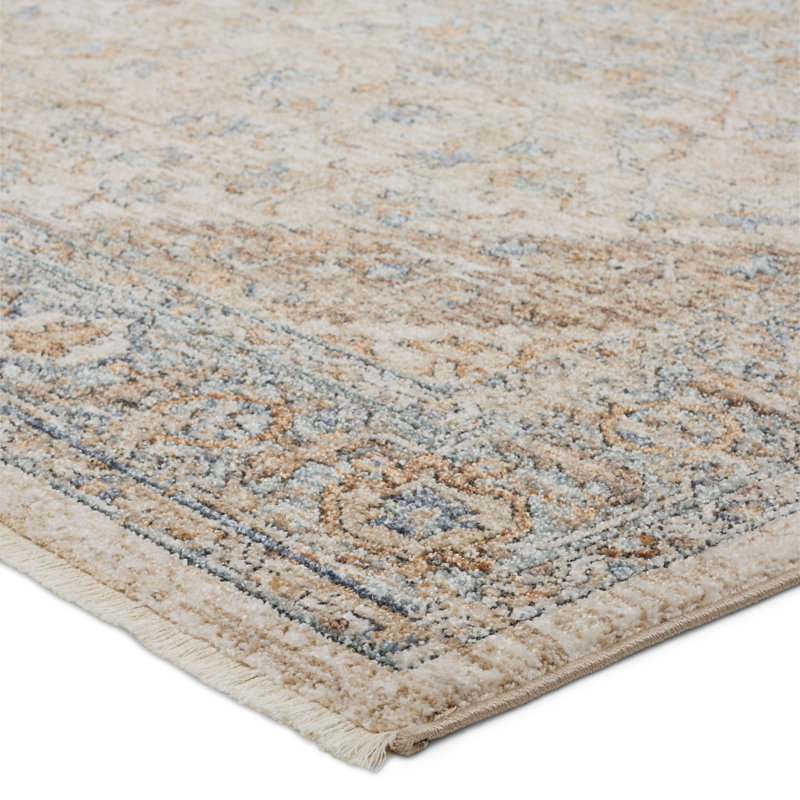 Tapis beige / bleu Heir Medallion, Tapis de couloir 3 pi x 10 pi