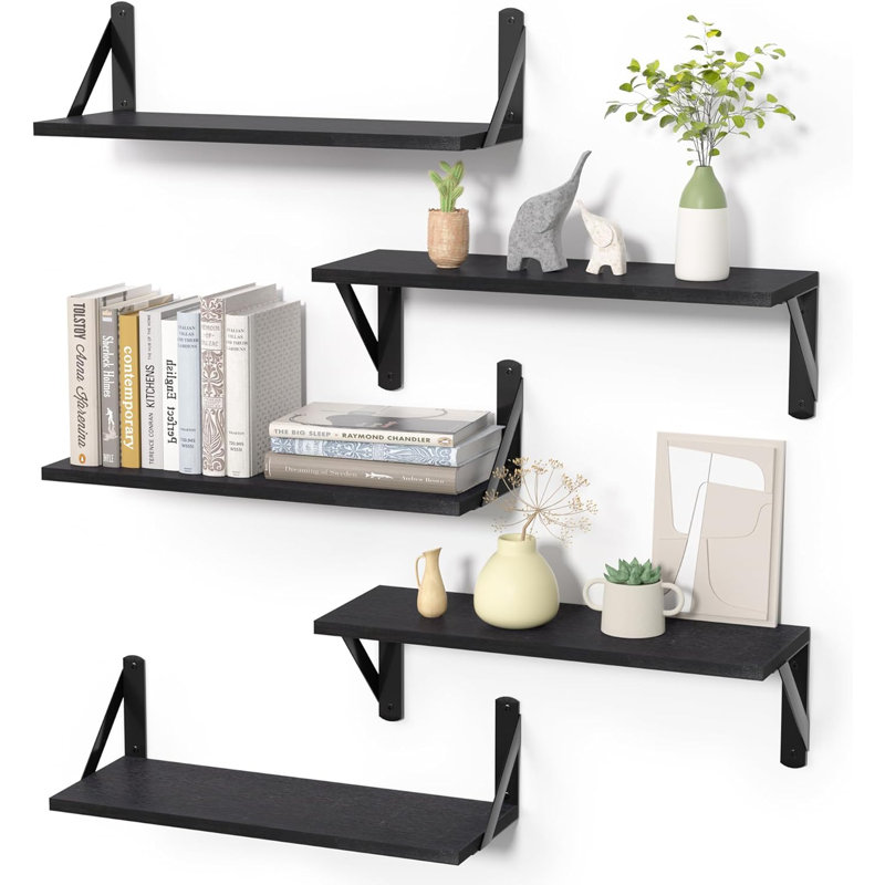 Tablettes flottantes pour le rangement des décorations murales, Noir
