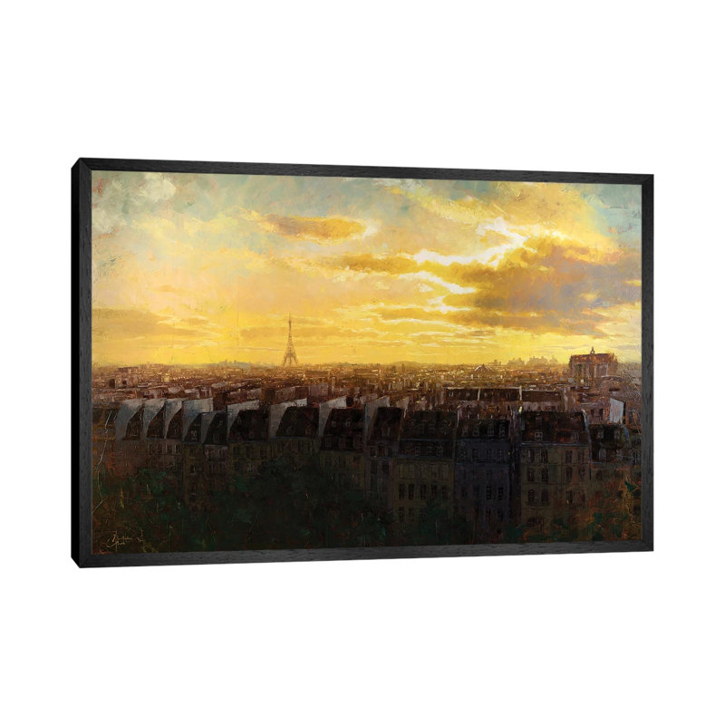 Paris Rooftops by Christopher Clark - Floater Frame Print on Canvas, 66.04 cm H x 45.72 cm W, Black Framed Canvas