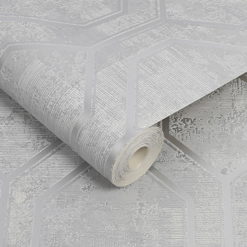 Superfresco Armature Geometric Grey Silver Wallpaper