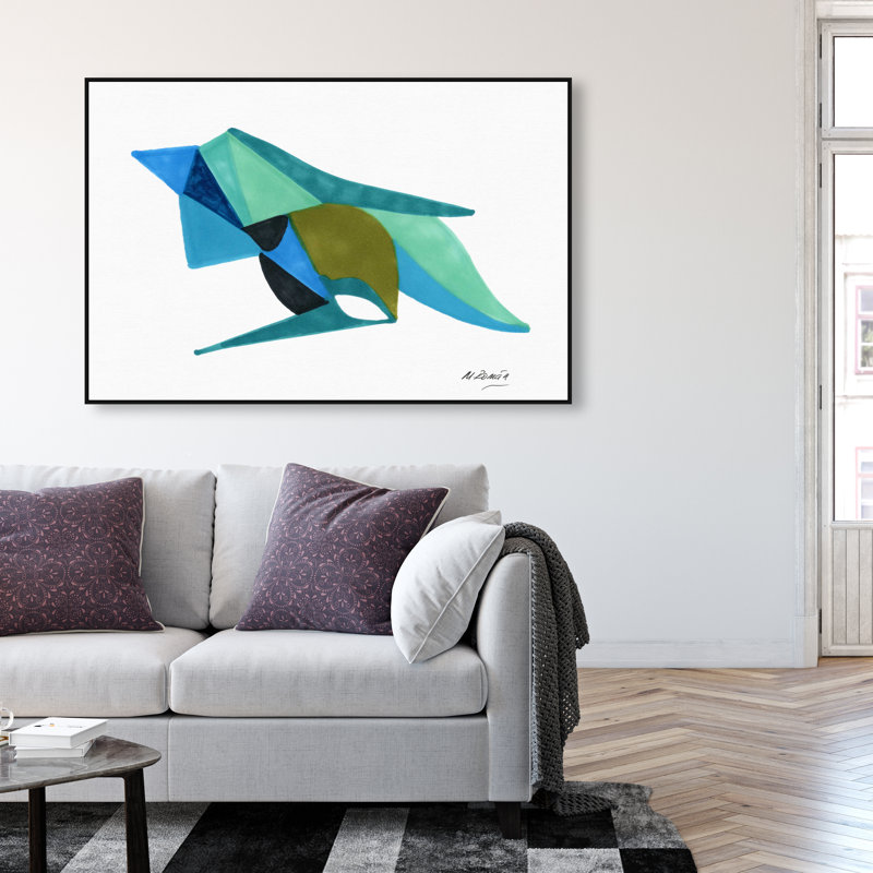 Manuel Roman - Azules Y Aquas Print by Oliver Gal, 17"H x 25"W, Black Floater Frame