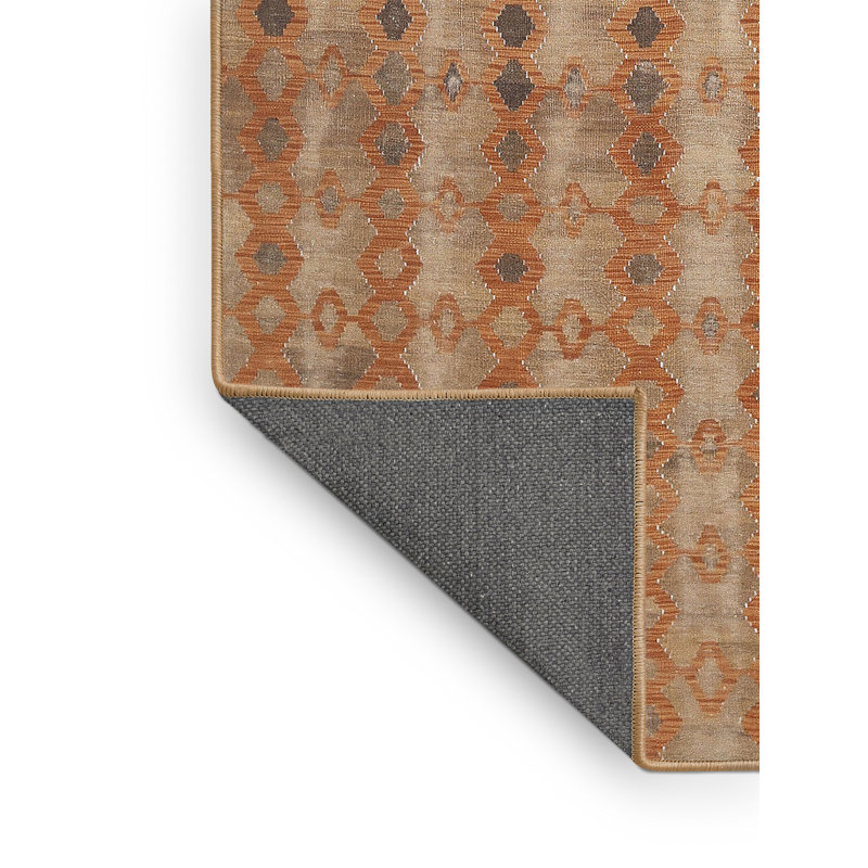 Tapis de zone orange/gris contemporaine, Rectangle 2 pi x 5 pi
