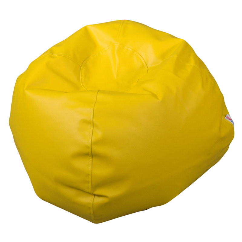 Fauteuil à billes classique en similicuir, Similicuir vinyle jaune