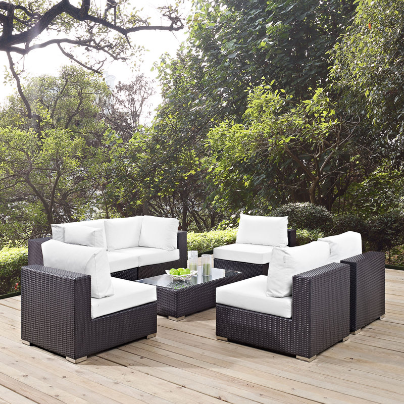 Ensemble modulaire d'extérieur 7 pièces Modway Convene, Blanc