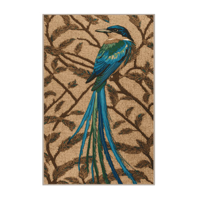 Washable Asian Paradise Flycatcher Birds Area Rug