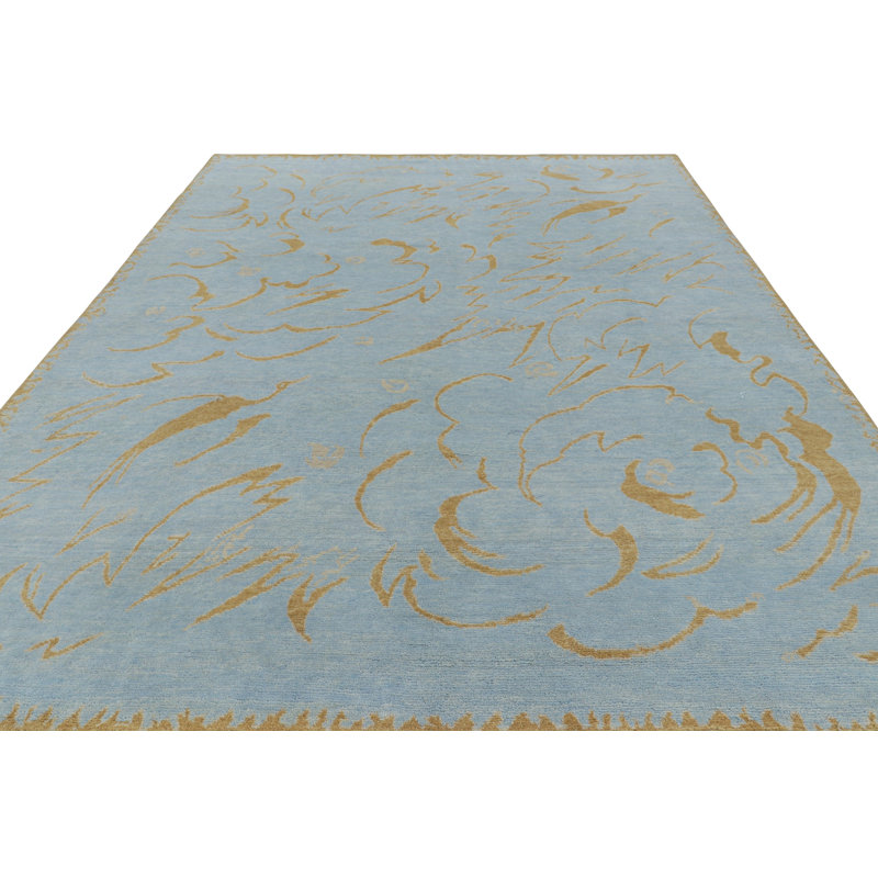 Art Deco Hand Knotted Wool Geometric Area Rug, Rectangle 9' x 12'