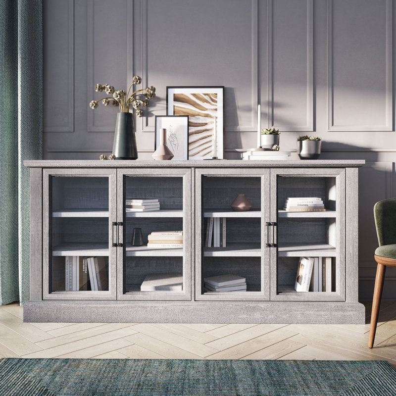 Buffet en bois manufacturé de 70 po de largeur, Gris clair