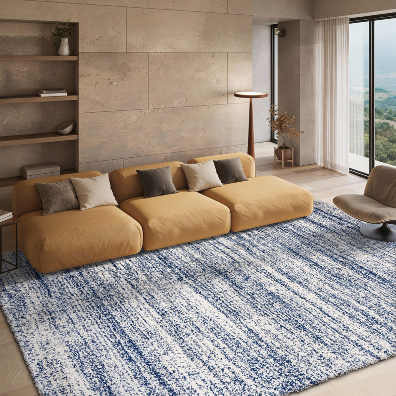 Tapis ivoire Jon-Paul, Rectangulaire 4 pi x 6 pi, Navy/Ivory 