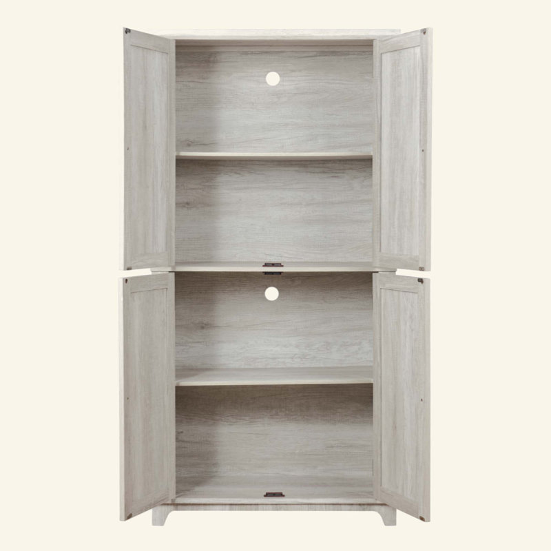 Grande armoire de rangement avec portes sculptées en miroir acrylique, armoire en bois aggloméré avec tablettes réglables, armoire de rangement autoportante pour la cuisine du salon, dispositif anti-basculement inclus