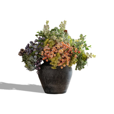 Arrangement floral de style campagnard en plastique souple et imitation de fruits et fleurs, ornements décoratifs pour la maison