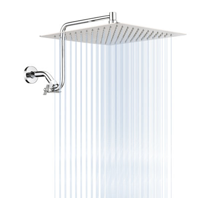 12" Shower Head With Adjustable Arm - Stainless Steel, Air-in Technology, Bathroom Luxury 12 Inch Rain Scaling, Easy Installation, Wall Mounted