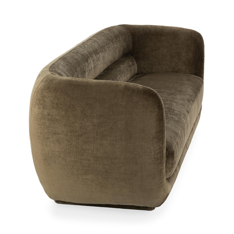 Nico 93" Upholstered Sofa in Brick, Olive Green Velvet