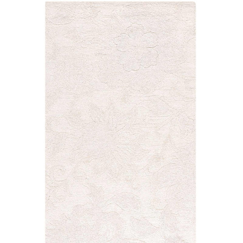 Laine touffetée à la main Blossom Tapis d'intérieur floral en coton, Rectangle de 5 pi x 8 pi