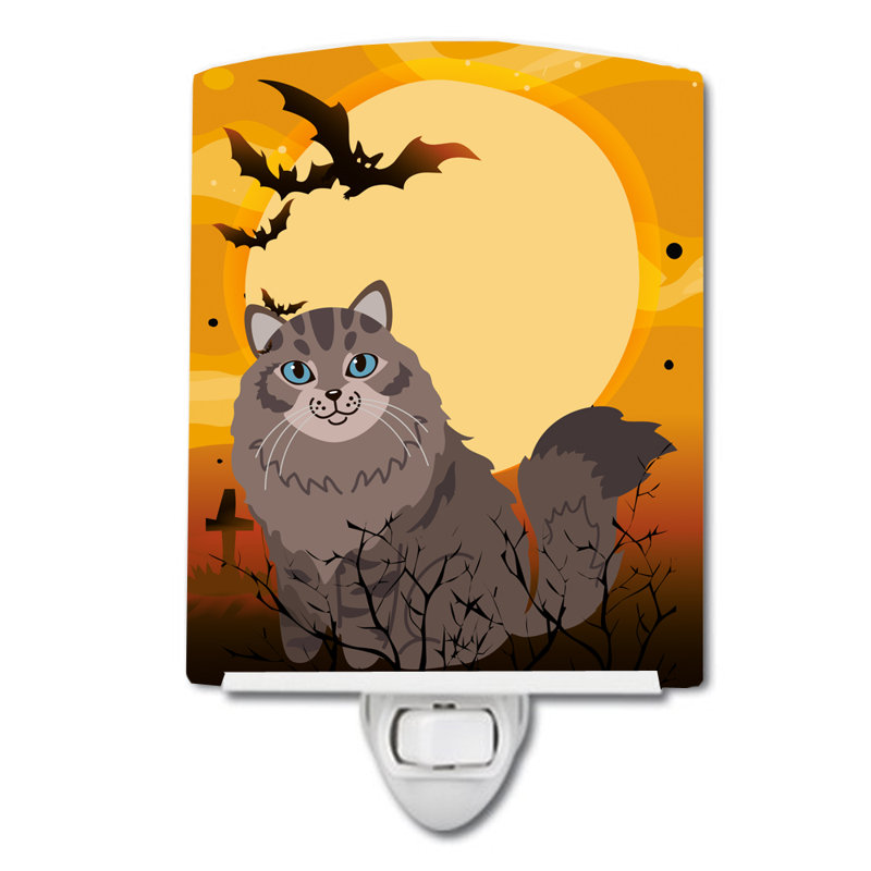 Halloween Siberian Cat Ceramic Night Light