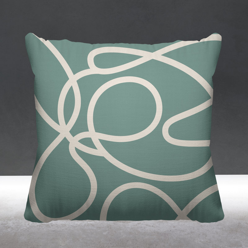 Coussin décoratif intérieur / extérieur Boho Doodles, L 17 po x H 17 po, Émeraude
