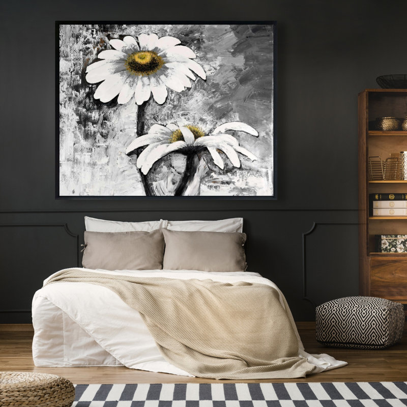 Abstract Daisies Flowers Print On Canvas