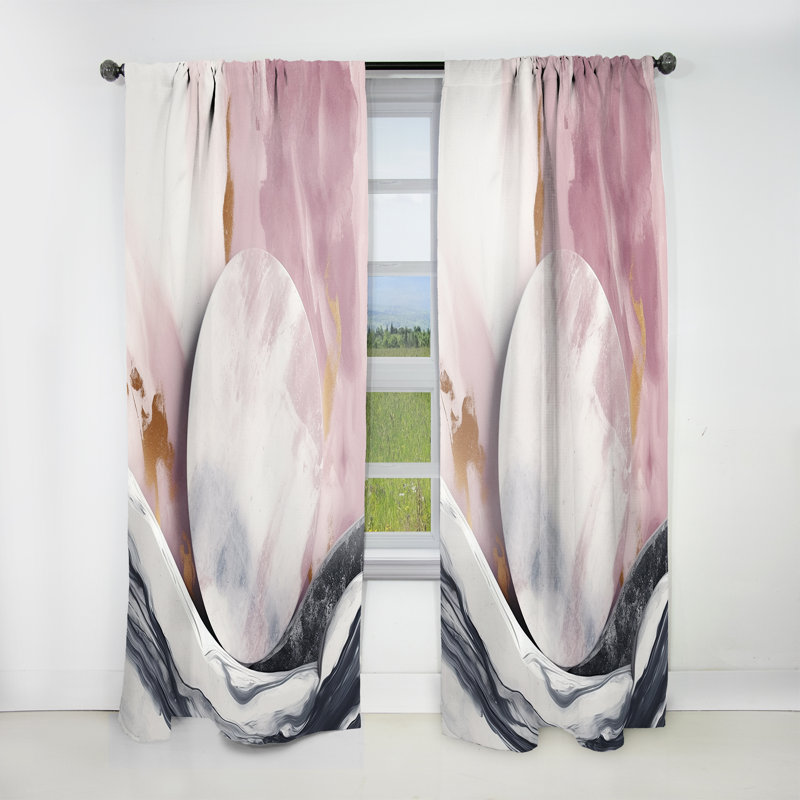 Dalbury - Pink And White Marble Medley I - Modern Curtain - Velvet Room Darkening - 1 panel, 52" W x 95" L
