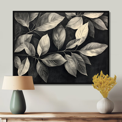 Jacion gris bruissant feuilles d'automne II - feuilles grand art mural