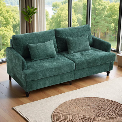 Mid Century Modern chenille Fabric Loveseat sofa, 2-Seat Upholstered Loveseat Sofa Modern Couch for Living Room, wood feet sofa for Bedroom, Reading (
