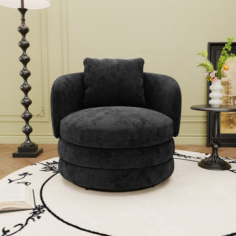 Fauteuil d'appoint en tonneau chenille 30 po, Gris foncé