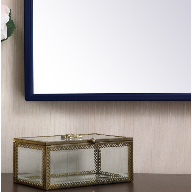 Sabine Metal Rectangle Wall Mirror, 32" x 24", Blue