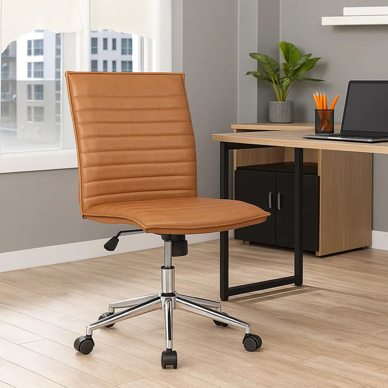 Fauteuil roulant sans accoudoirs de qualité commerciale avec base chromée, brun Hamel, Brun caramel