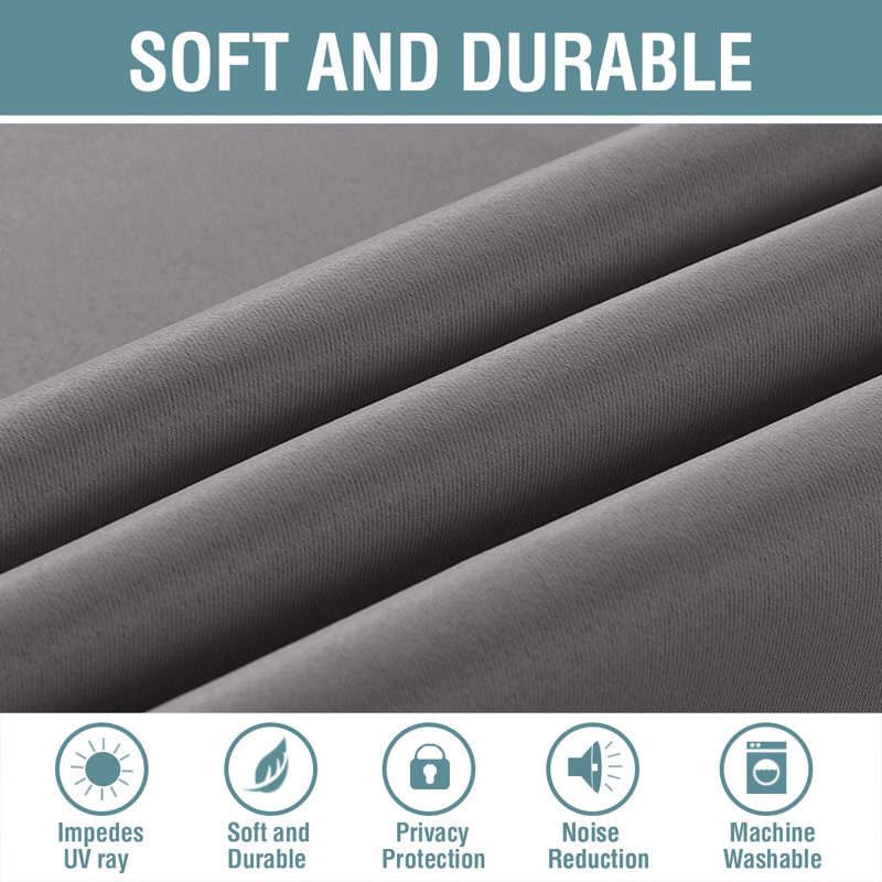 Blackout Curtains for Bedroom/Living Room 2 Panels Set - Thermal Insulated Room Darkening Grommet Top Curtains, Bluish Gray