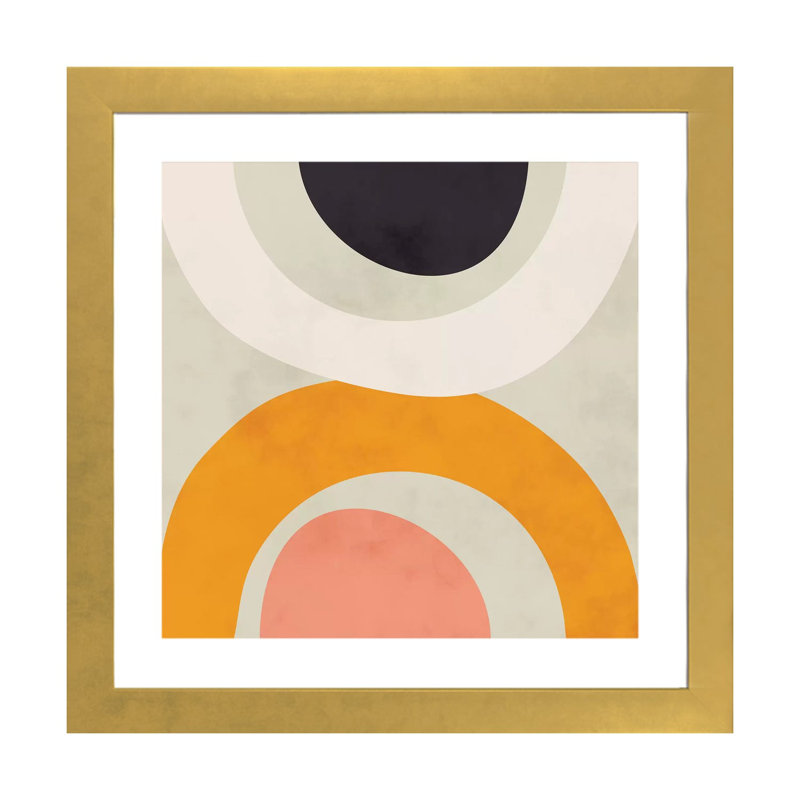 «Geometric Art I» par Ana Rut Bré - impression d'art graphique, Papier encadré doré, Blanc, H 16 po x l 16 po x p 1 po