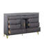 Commode large Semy, 10 tiroirs, 1 armoire, bois gris anthracite, or