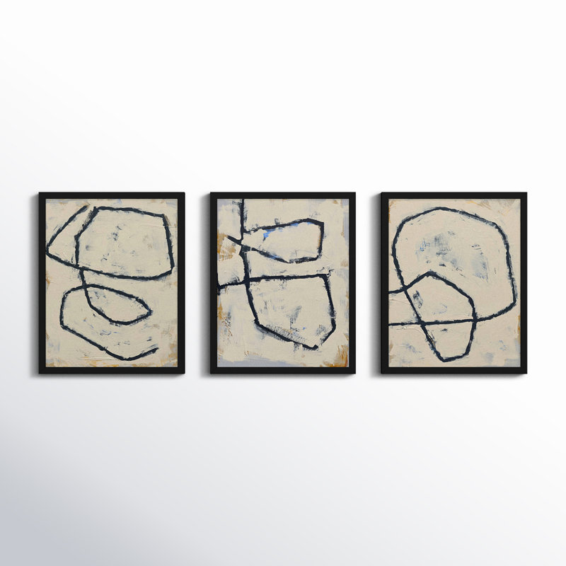 Twisted 4, 5, 6 by Jacques Pilon - 3 Piece Print Set, Black Framed Paper, 20" H x 16" W x 1.25" D