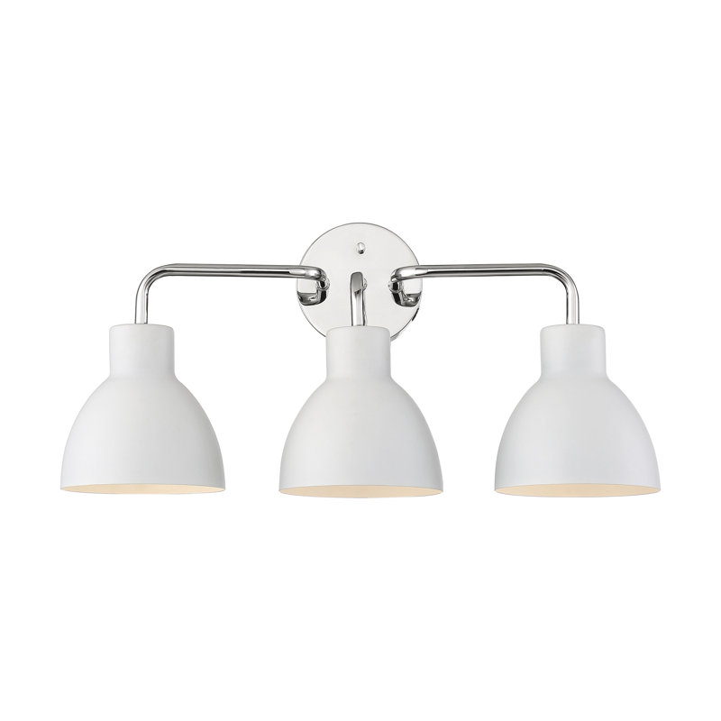 Éclairage de salle de bain à intensité variable 3 lumières Florian, Nickel poli, Blanc mat