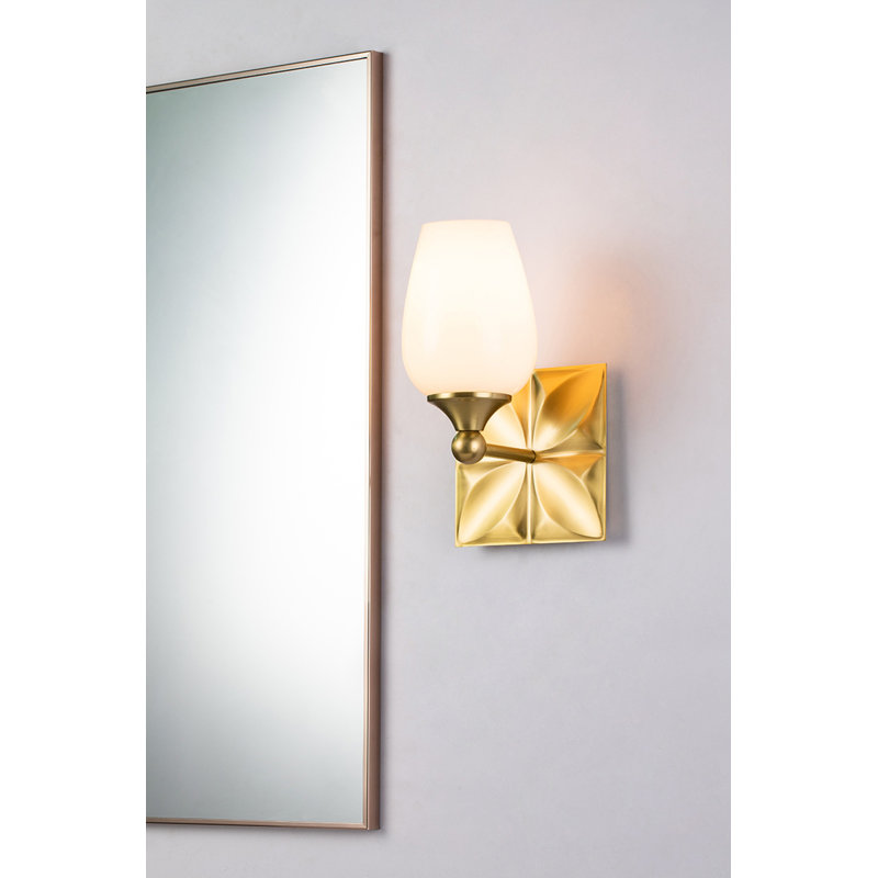 Meuble-lavabo moderne 1 lumière Stier, Doré, Verre opale