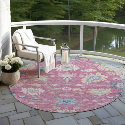 Tapis rose lavable intérieur / extérieur Eugene 