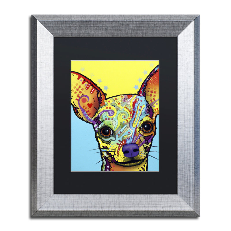 « chihuahua », impression, H 14 po x l 11 po x P 0,5 po, Noir, Cadre argenté
