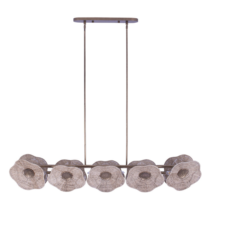 Poppy 5 LT Pearlized Antique Brass Linear Pendant Kalco