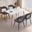49cm H Linen Fabric Dining Chair, Open Cutout Backrest Upholstered Chair with Black Metal Leg-1676932088-1676932085
