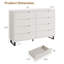 8 commodes pour la chambre à coucher, commode de 55 po de largeur, tiroir horizontal autoportant avec rangement, commode en bois pour le salon, le couloir, l'entrée, blanc-119930063