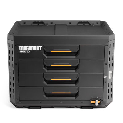  StackTech 3-Drawer Locking Box, Plastic Storage Tool & Gear Organizer