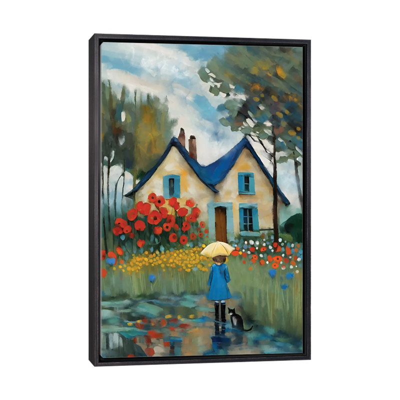 Walk in the rain - reproduction d'art murale encadrée, H 40 po x l 26 po, Reproduction encadrée sans passe-partout