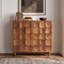Meuble d'appoint géométrique à 2 portes en bois d'acacia de style Mid-Century avec étagères réglables-1927312520