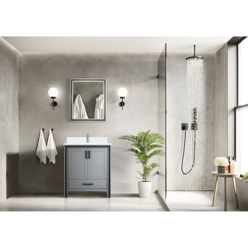 Dark Grey 30" W Bathroom Vanity With 22" D, 28" Mirror & Mutable Storage 30 In. X 22 D Bath 28 Personalized, Dark Gray