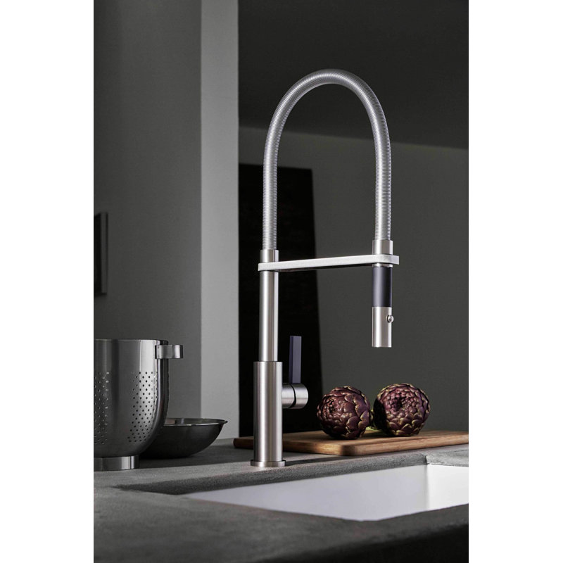 Corsano Contemporary Culinary Pull-Out Kitchen Button Sprayer with BFB Series Handle, Antique Brass Flat