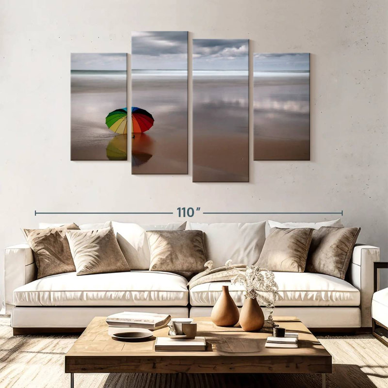 Parasol de plage Gillard Rainbow, H 54 po x l 84 po