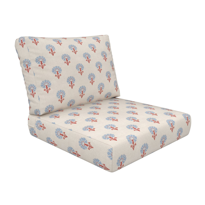 Amala Sunbrella® Outdoor Lounge Chair Seat/Back Cushion, Sunbrella Mira Bluebell