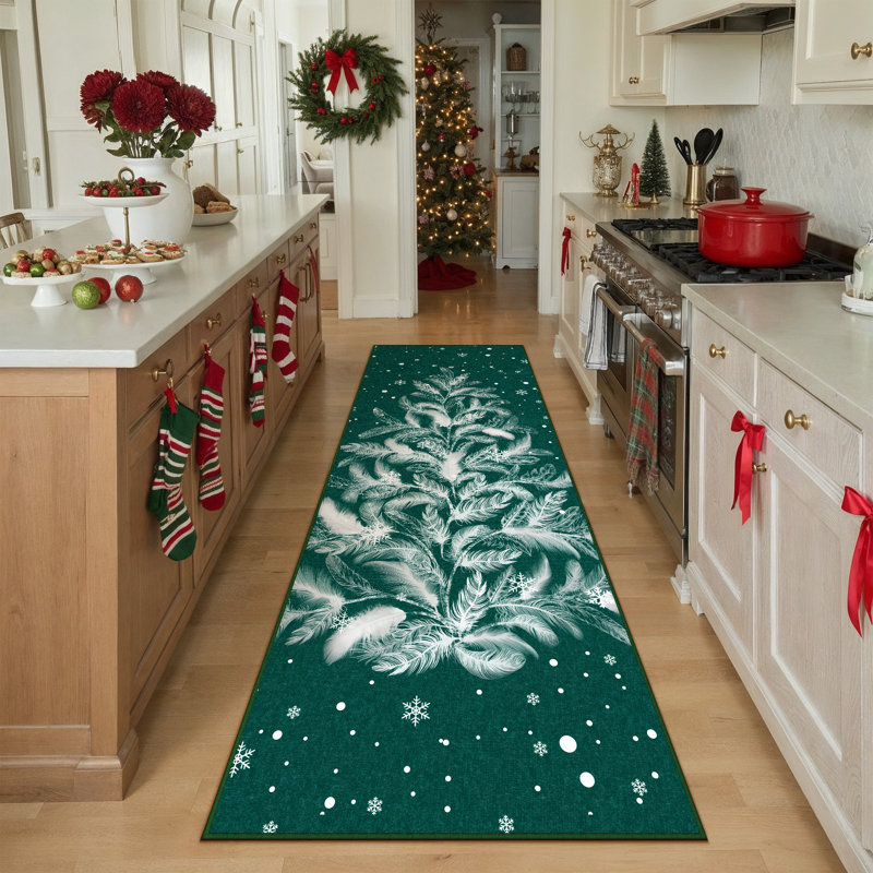 Christmas Decorative Washable Area Rug With Non-Slip Backing, Runner 2' x 8'